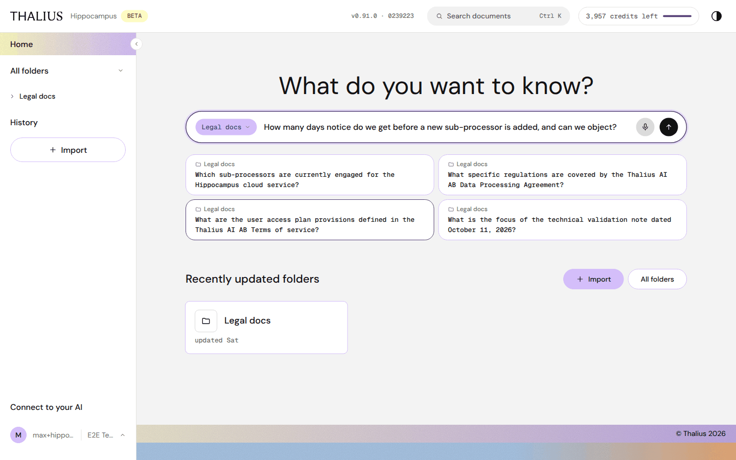 Question filled in, scoped to a folder