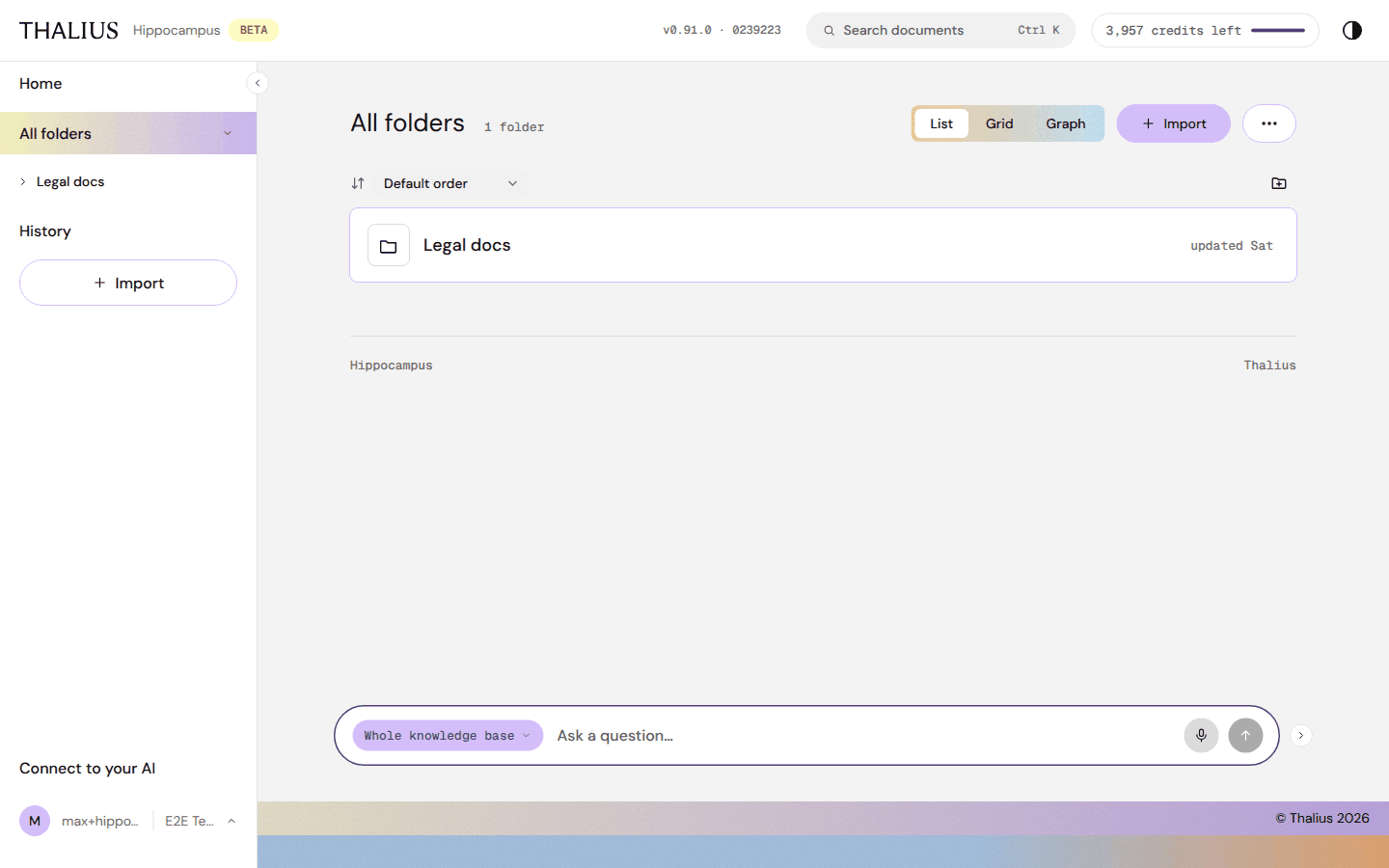 All folders, list view
