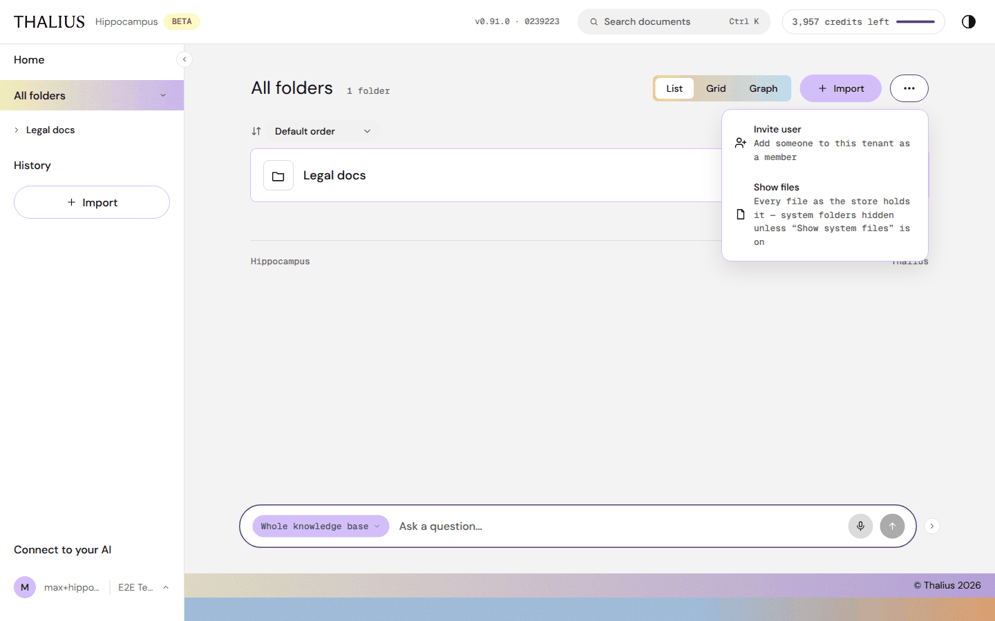 Folder actions on All folders