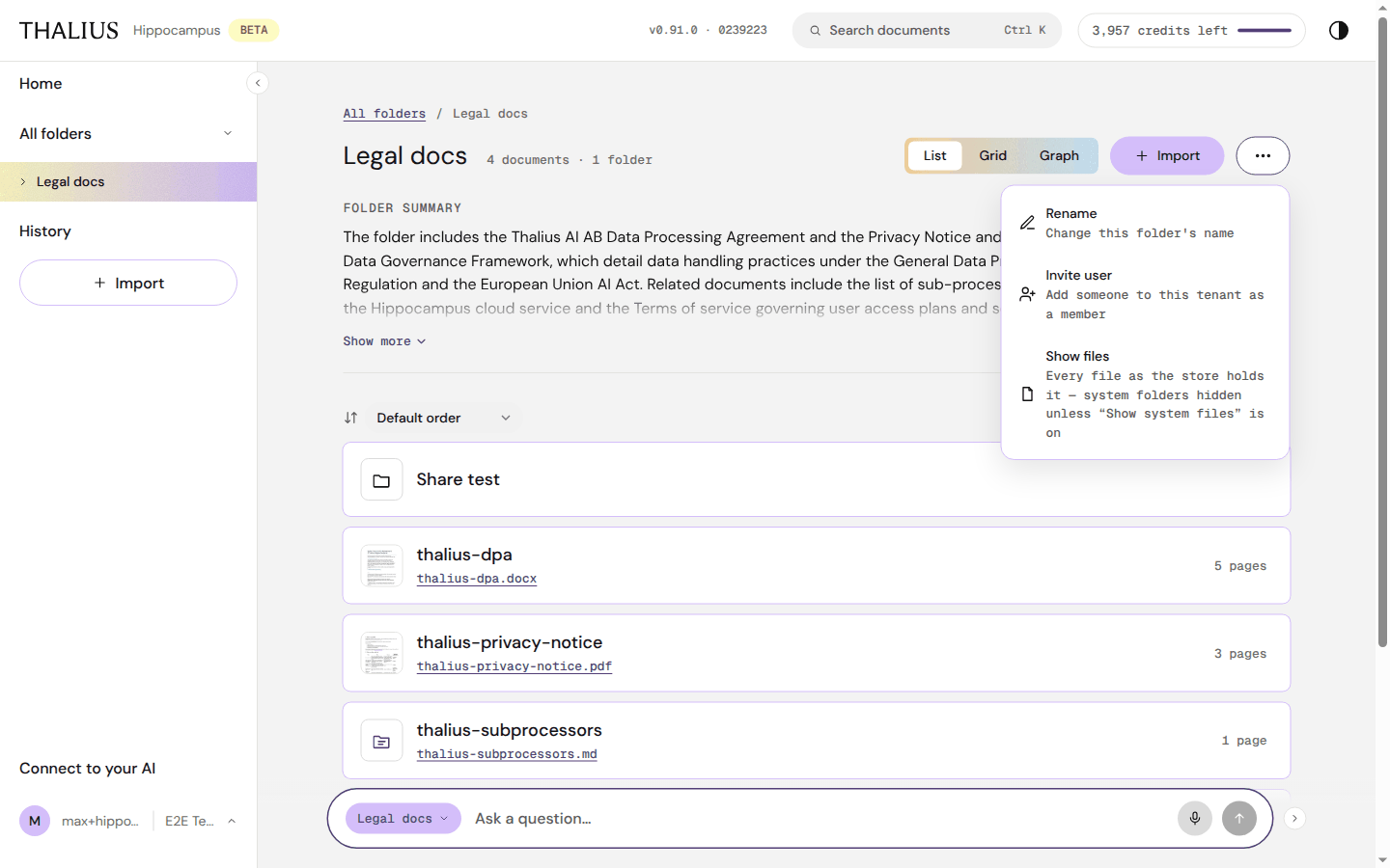Folder actions