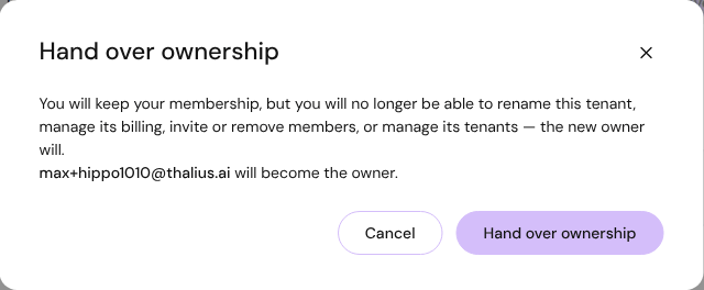 Hand over ownership
